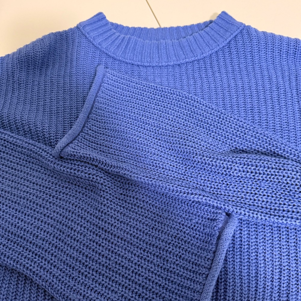 Wild Fable Womens Blue Chunky Ribbed Knit Cropped Bell Sleeve Sweater XXS
